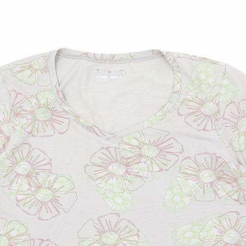Royal Robbins Womens Grey Floral Cotton Basic T-Shirt Size XL Round Neck