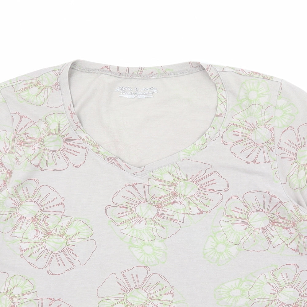 Royal Robbins Womens Grey Floral Cotton Basic T-Shirt Size XL Round Neck