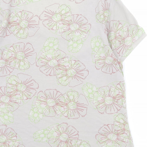 Royal Robbins Womens Grey Floral Cotton Basic T-Shirt Size XL Round Neck