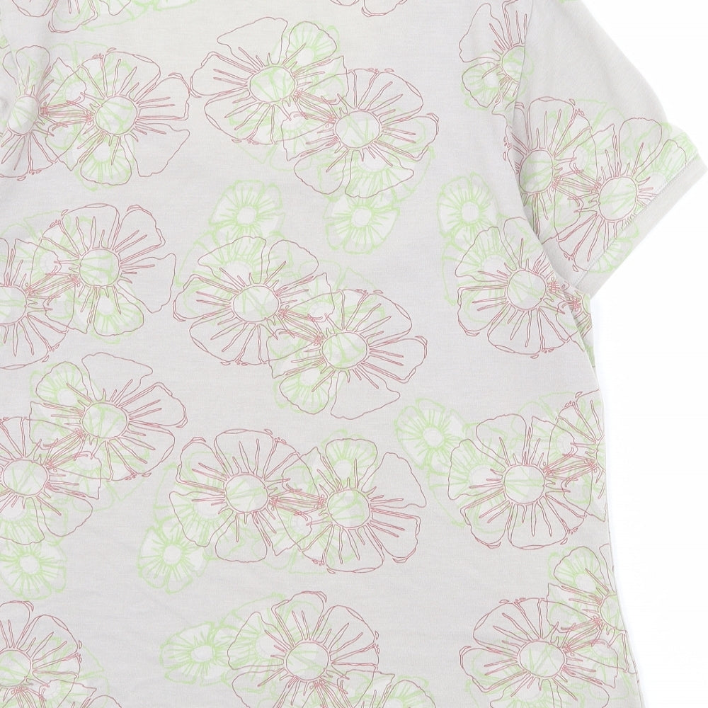 Royal Robbins Womens Grey Floral Cotton Basic T-Shirt Size XL Round Neck
