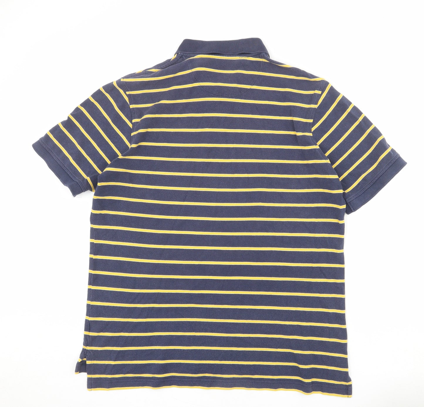 Lands' End Mens Blue Striped 100% Cotton Polo Size L Collared Button