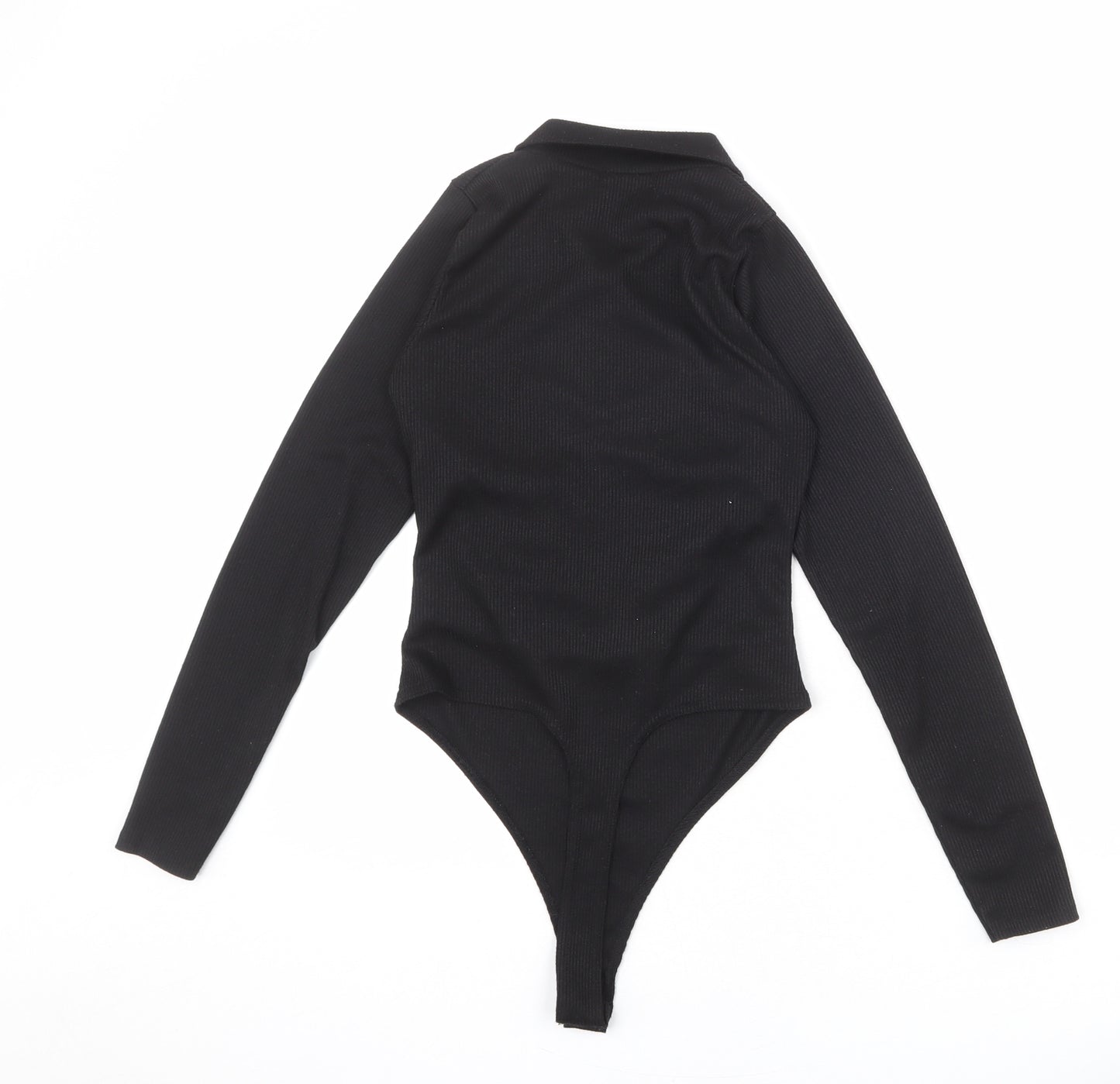 PRETTYLITTLETHING Womens Black Polyester Bodysuit One-Piece Size M Snap