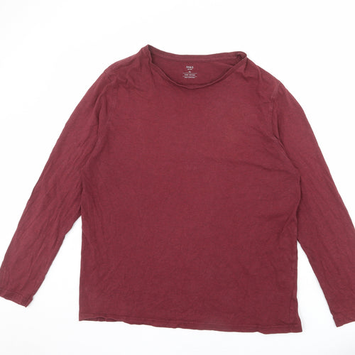 Marks and Spencer Mens Red Cotton T-Shirt Size XL Round Neck