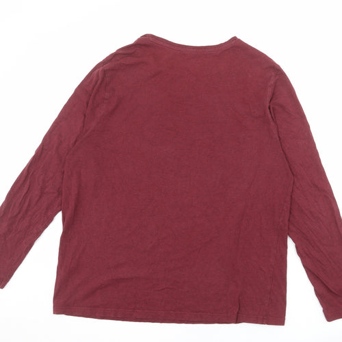 Marks and Spencer Mens Red Cotton T-Shirt Size XL Round Neck