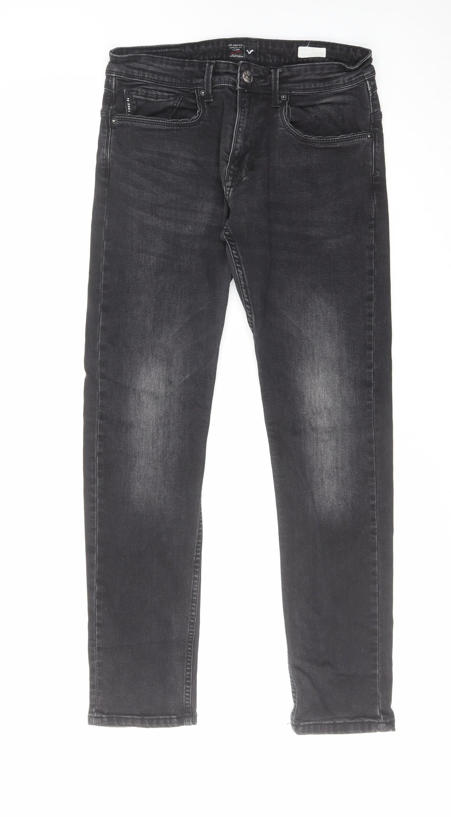 Voi Jeans Mens Black Cotton Skinny Jeans Size 32 in L32 in Regular Zip