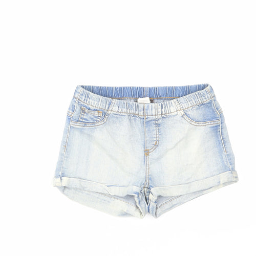 Pieces Womens Blue Cotton Boyfriend Shorts Size S Regular Pull On