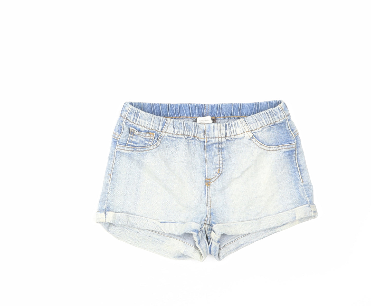Pieces Womens Blue Cotton Boyfriend Shorts Size S Regular Pull On
