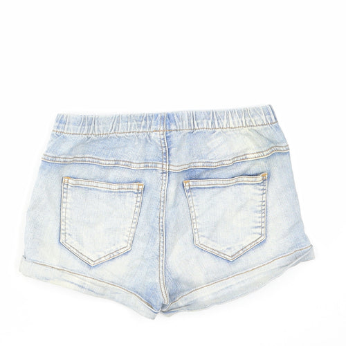 Pieces Womens Blue Cotton Boyfriend Shorts Size S Regular Pull On