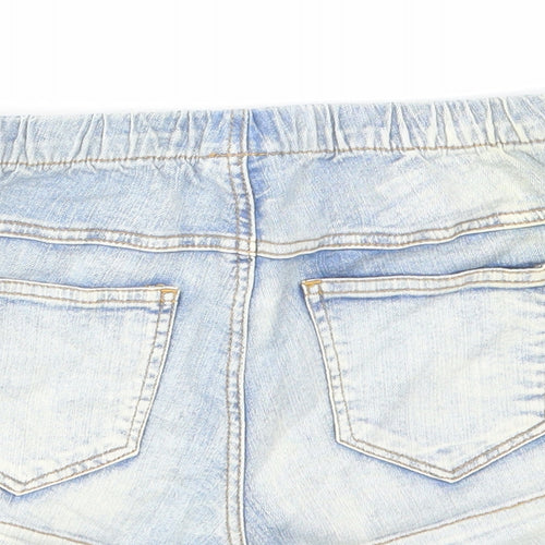Pieces Womens Blue Cotton Boyfriend Shorts Size S Regular Pull On