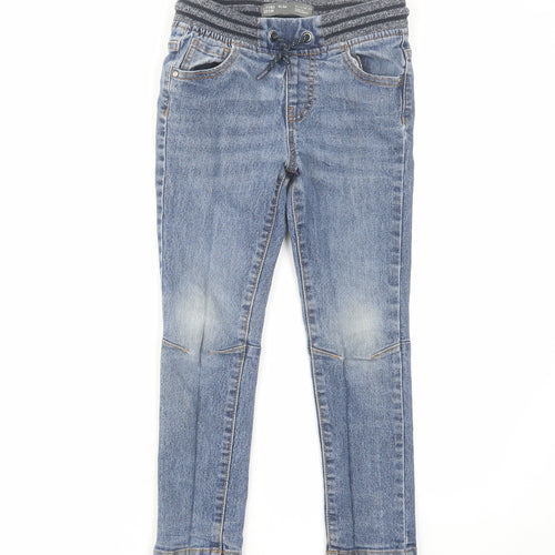 Denim & Co. Boys Blue Cotton Skinny Jeans Size 6-7 Years Slim Drawstring