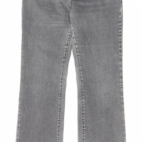 Per Una Womens Grey Cotton Bootcut Jeans Size 14 L31 in Regular Zip