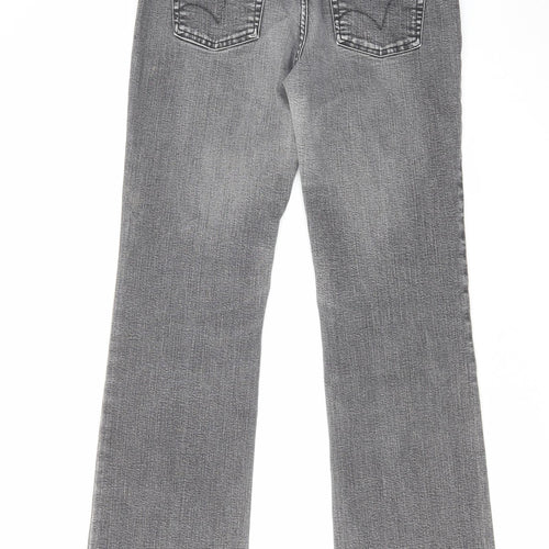 Per Una Womens Grey Cotton Bootcut Jeans Size 14 L31 in Regular Zip