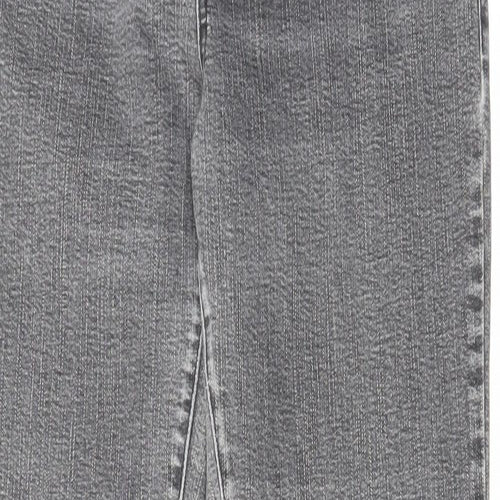 Per Una Womens Grey Cotton Bootcut Jeans Size 14 L31 in Regular Zip