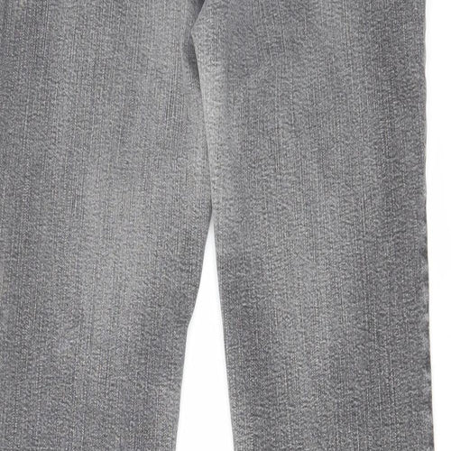Per Una Womens Grey Cotton Bootcut Jeans Size 14 L31 in Regular Zip