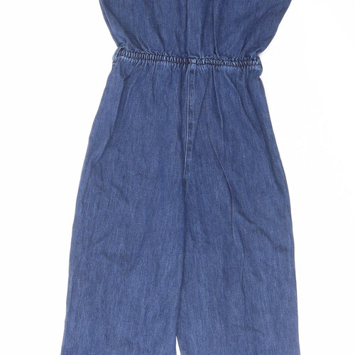 New Look Womens Blue Cotton Jumpsuit One-Piece Size 6 L23 in Button