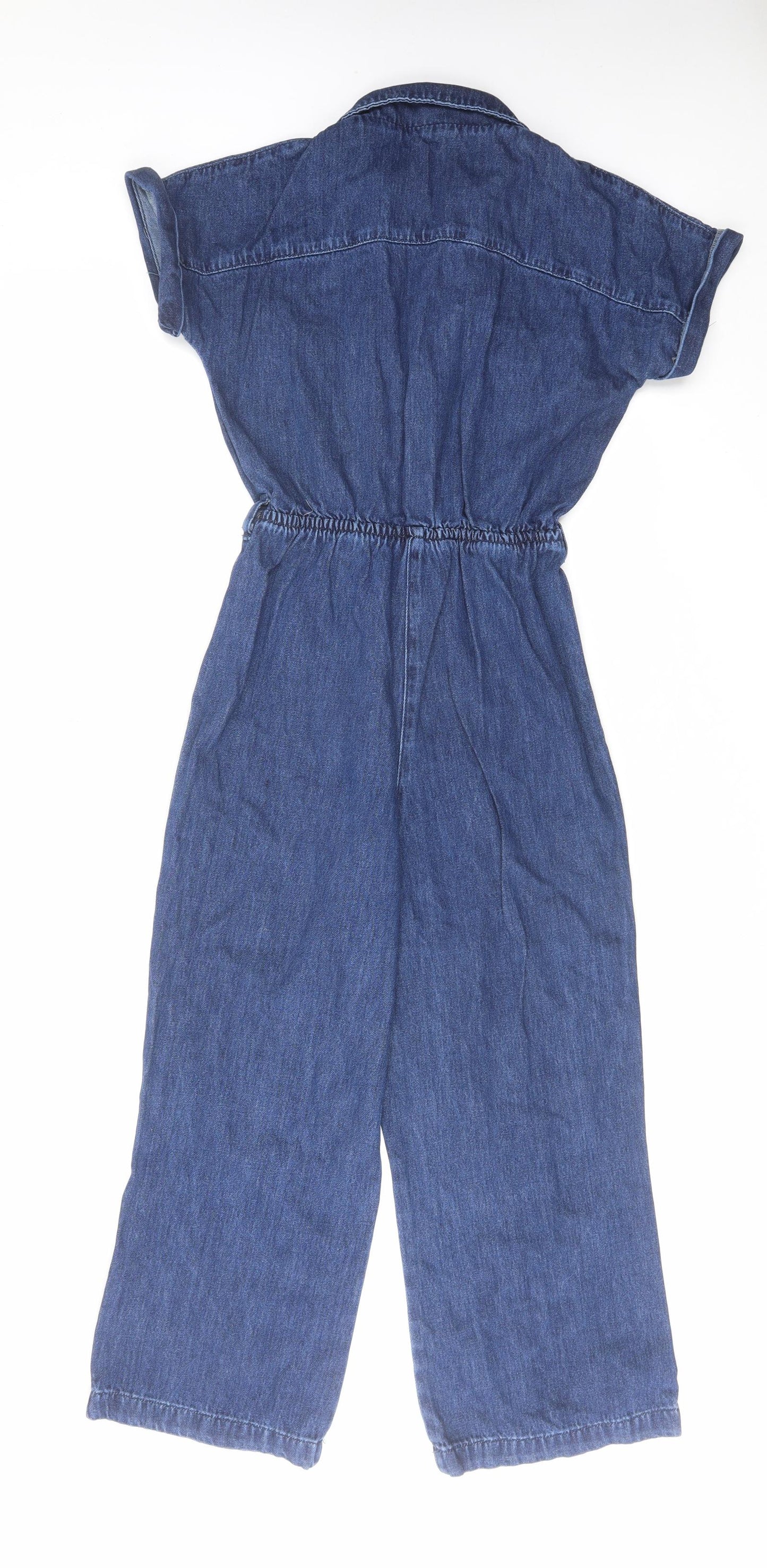 New Look Womens Blue Cotton Jumpsuit One-Piece Size 6 L23 in Button