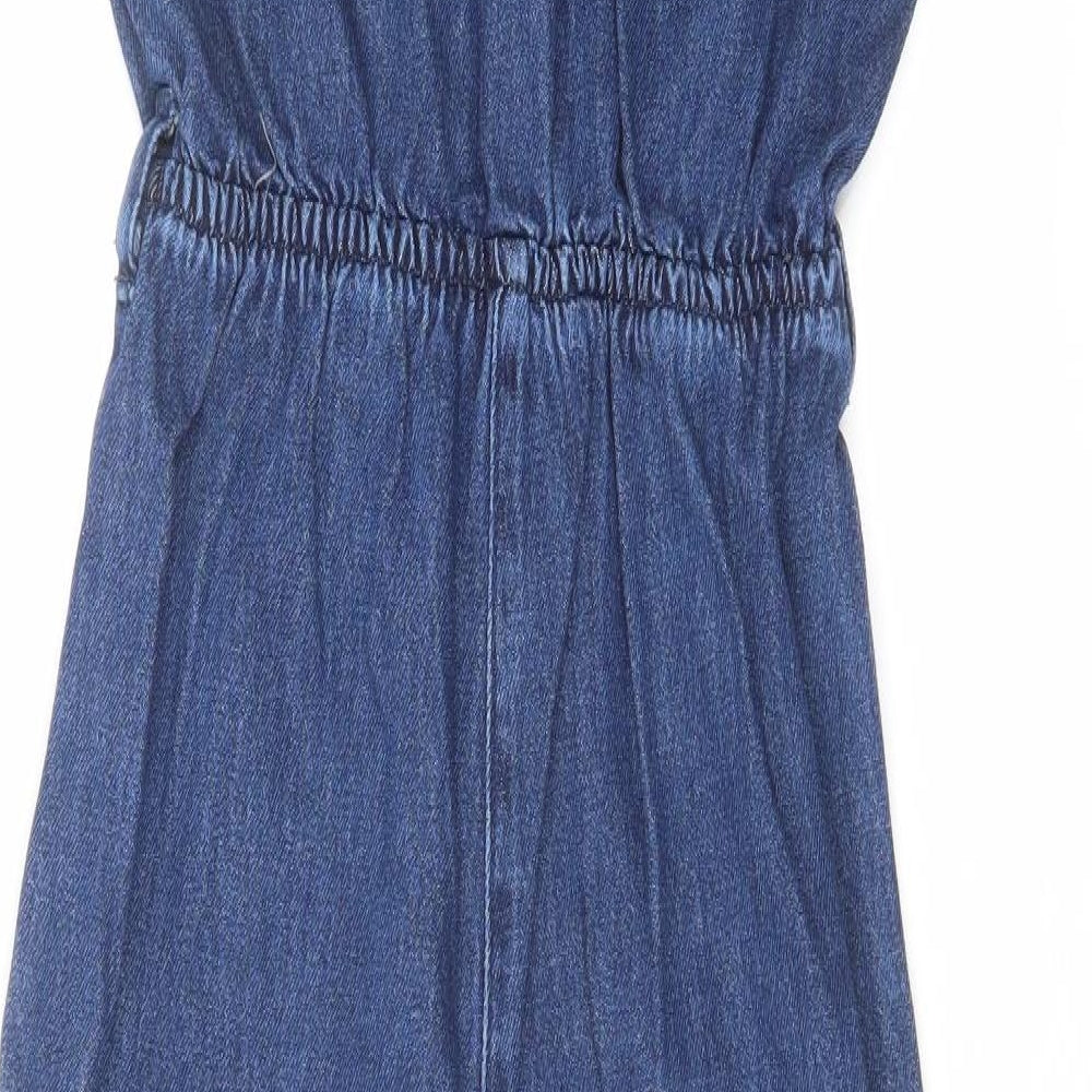 New Look Womens Blue Cotton Jumpsuit One-Piece Size 6 L23 in Button