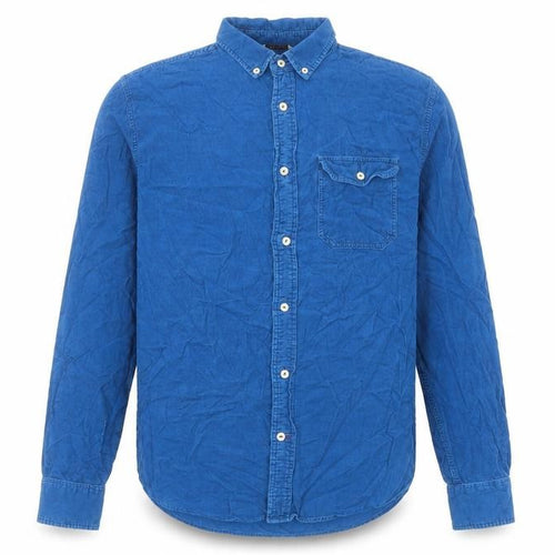 JACHS Mens Blue Cotton Button-Up Size M Collared Button