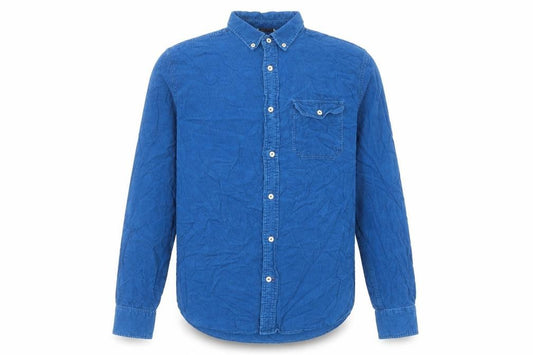 JACHS Mens Blue Cotton Button-Up Size M Collared Button