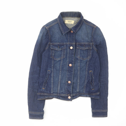 Mango Womens Blue Jacket Size S Button