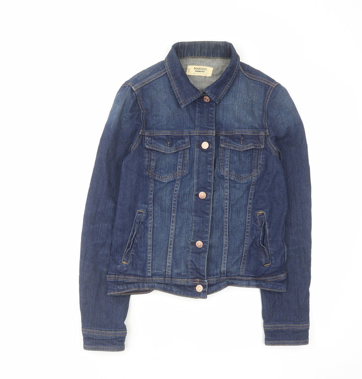 Mango Womens Blue Jacket Size S Button