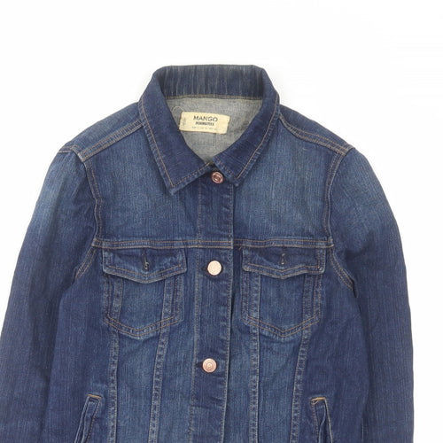 Mango Womens Blue Jacket Size S Button