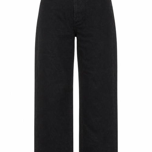 Pull&Bear Womens Black Cotton Wide-Leg Jeans Size 4 L25 in Regular Zip - Frayed Hem