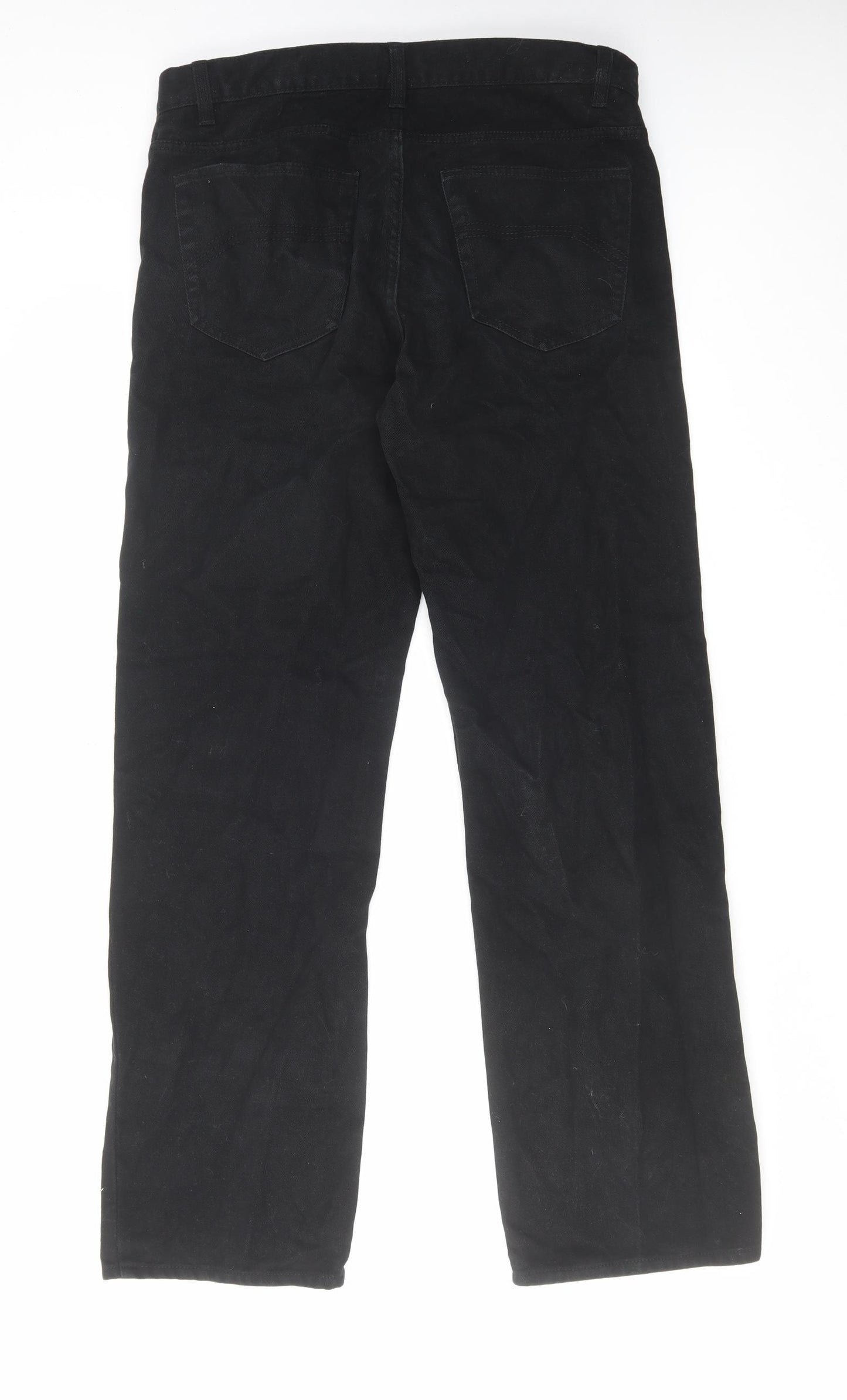 George Mens Black Cotton Straight Jeans Size 34 in L31 in Regular Zip