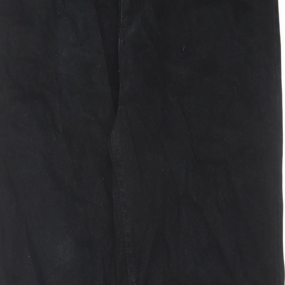 George Mens Black Cotton Straight Jeans Size 34 in L31 in Regular Zip