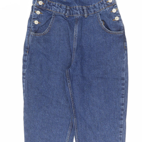 Denim & Co. Womens Blue Cotton Dungaree One-Piece Size 4 L26 in Button