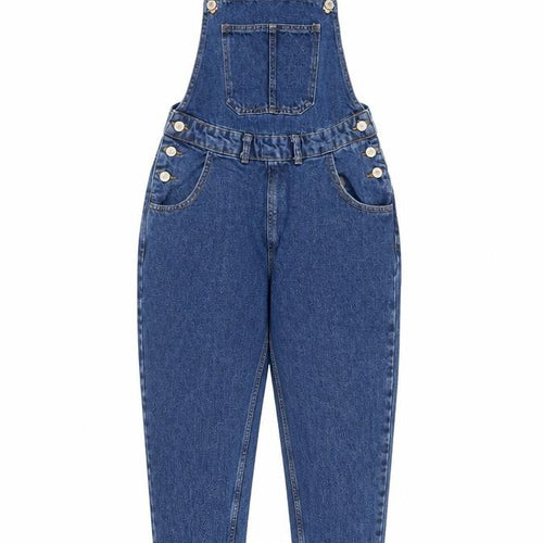 Denim & Co. Womens Blue Cotton Dungaree One-Piece Size 4 L26 in Button