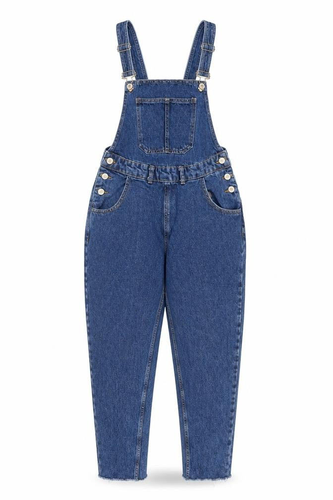 Denim & Co. Womens Blue Cotton Dungaree One-Piece Size 4 L26 in Button