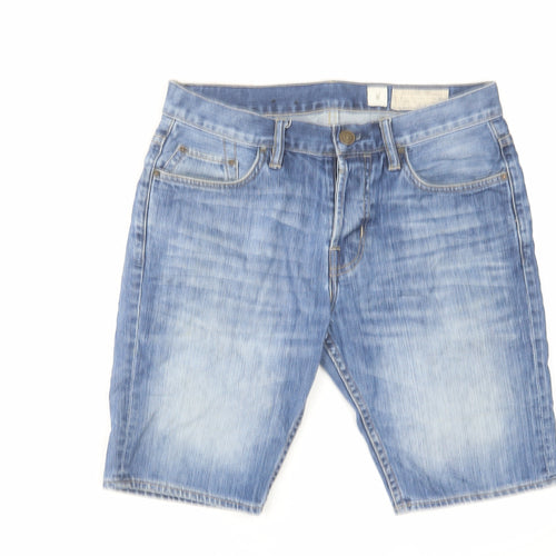 AllSaints Mens Blue Cotton Chino Shorts Size 30 in L10 in Regular Zip
