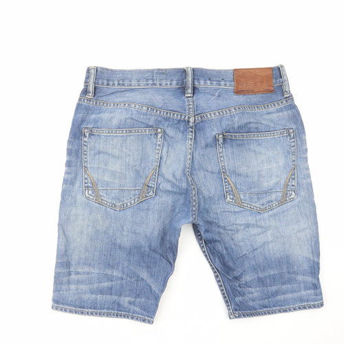 AllSaints Mens Blue Cotton Chino Shorts Size 30 in L10 in Regular Zip