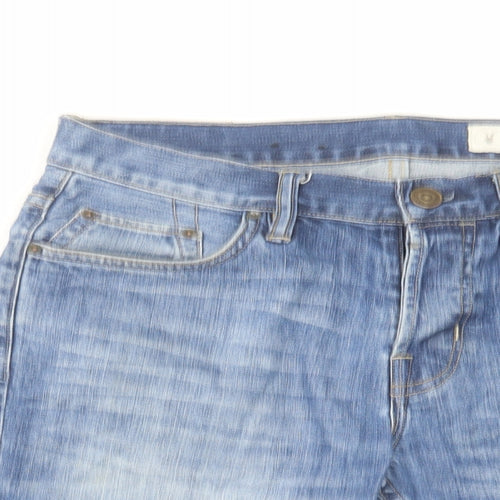 AllSaints Mens Blue Cotton Chino Shorts Size 30 in L10 in Regular Zip