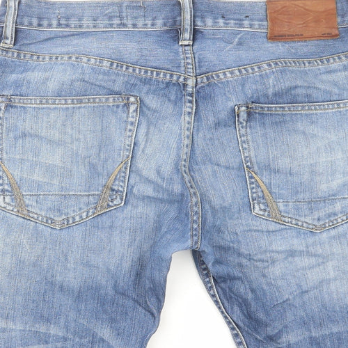 AllSaints Mens Blue Cotton Chino Shorts Size 30 in L10 in Regular Zip