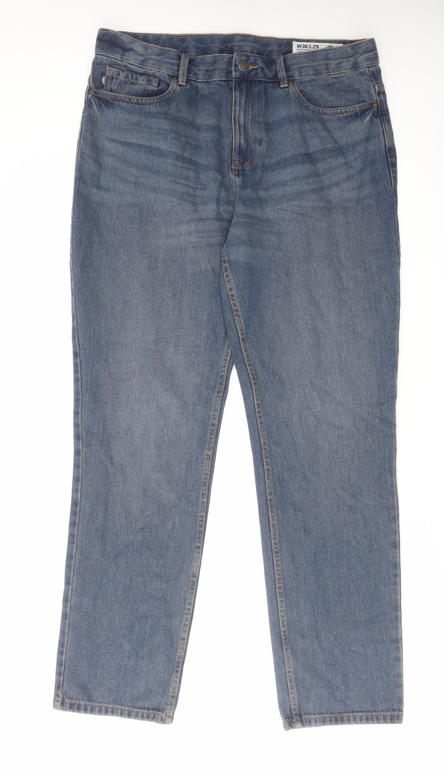 Union Works Mens Black Cotton Straight Jeans Size 36 in L29 in Regular Zip