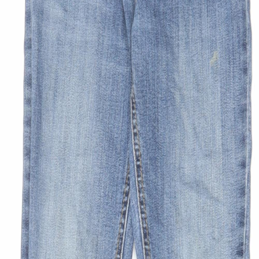Blue Zoo Boys Blue Cotton Skinny Jeans Size 10 Years Regular Zip - Distressed