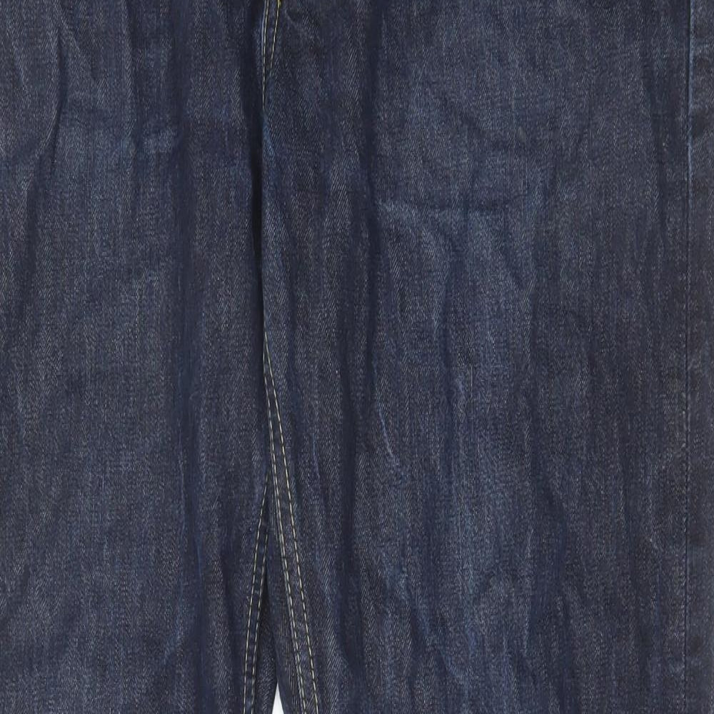 Carhartt Mens Blue Cotton Straight Jeans Size 34 in L32 in Regular Button