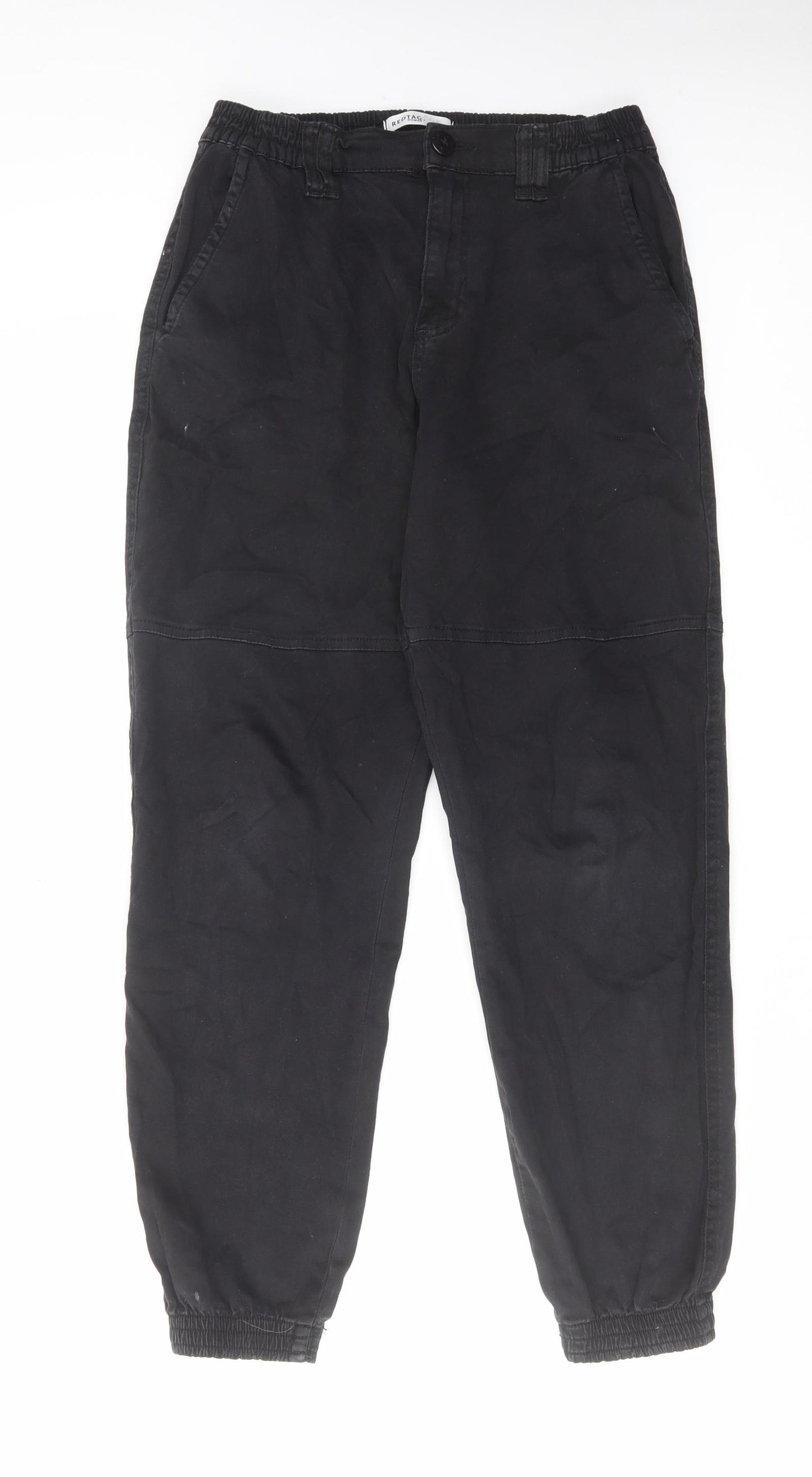Red Tag Womens Black Cotton Tapered Jeans Size 12 L28 in Regular Zip