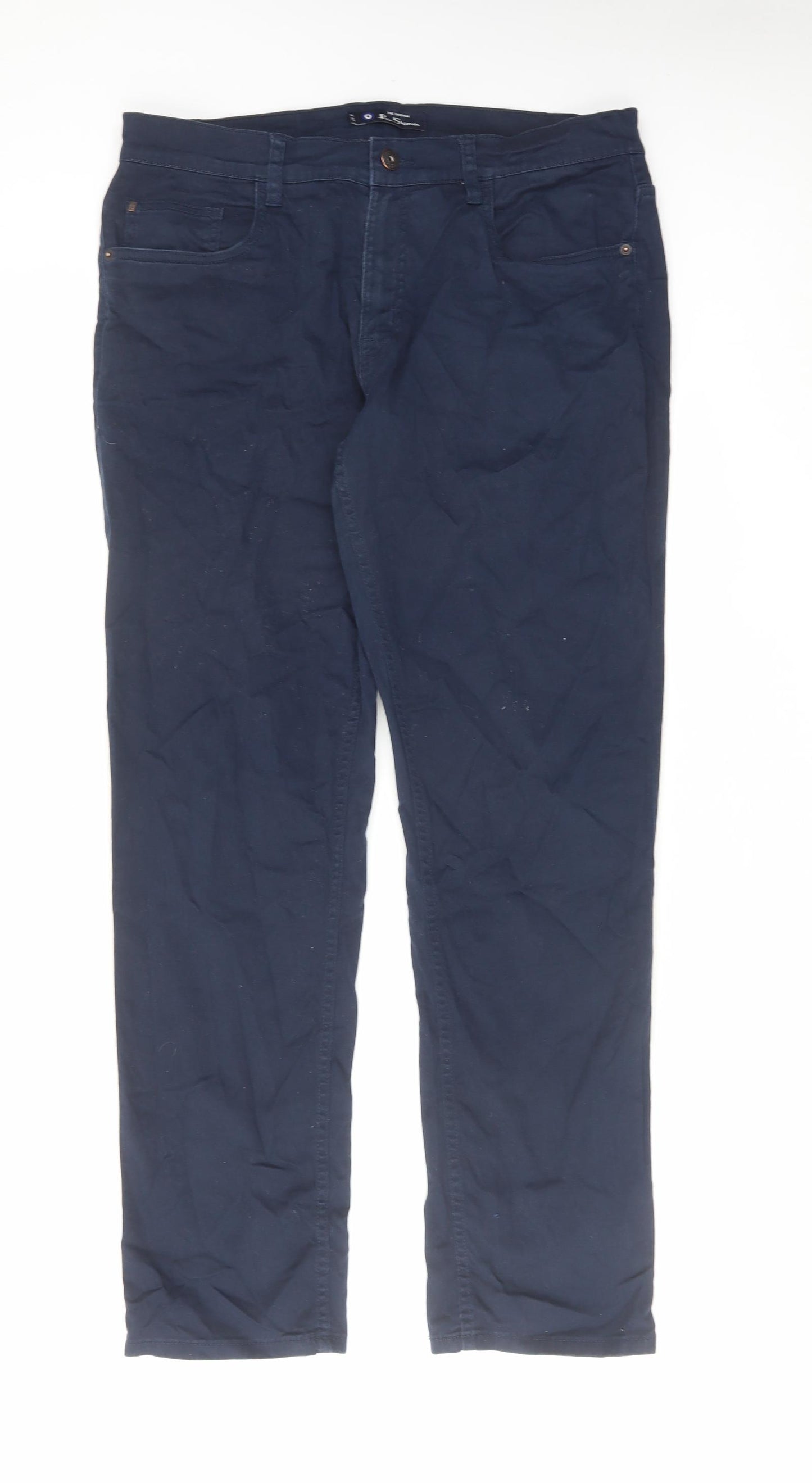 Ben Sherman Mens Blue Cotton Straight Jeans Size 34 in L31 in Regular Zip