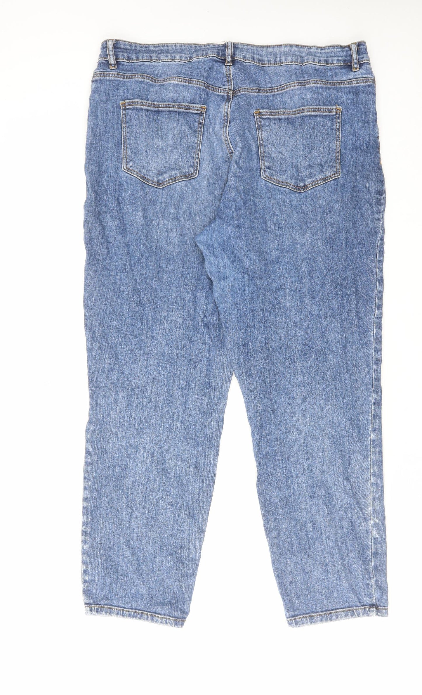 TU Womens Blue Cotton Mom Jeans Size 16 L27 in Regular Zip