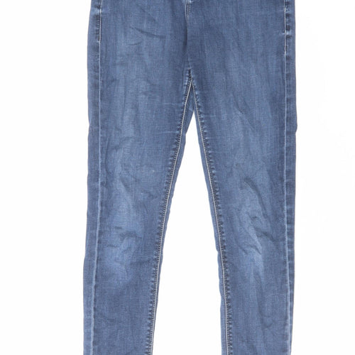 Topshop Womens Blue Cotton Skinny Jeans Size 28 in L30 in Regular Zip
