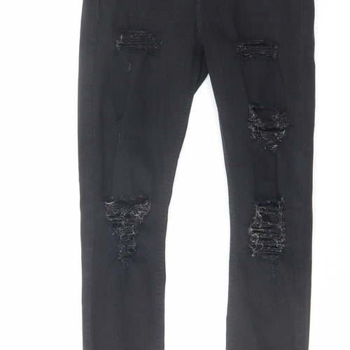 Topshop Womens Black Cotton Skinny Jeans Size 26 in L28 in Regular Zip