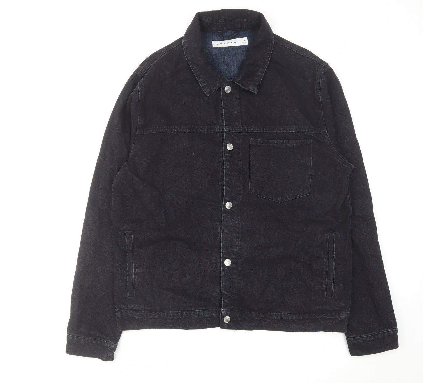 Topman Mens Black Jacket Size XL Button
