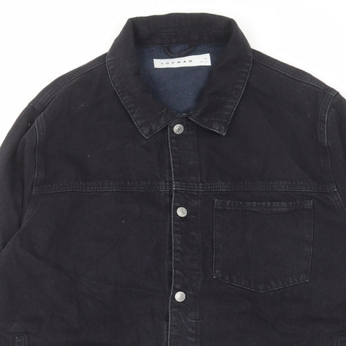 Topman Mens Black Jacket Size XL Button