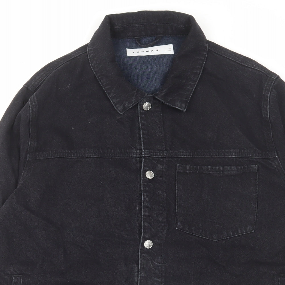 Topman Mens Black Jacket Size XL Button