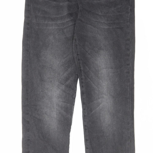 George Womens Black Cotton Straight Jeans Size 12 L28 in Regular Zip