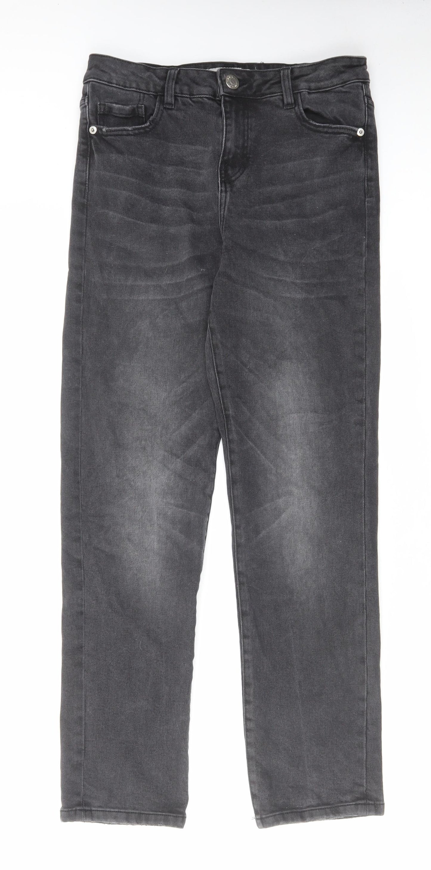 George Womens Black Cotton Straight Jeans Size 12 L28 in Regular Zip