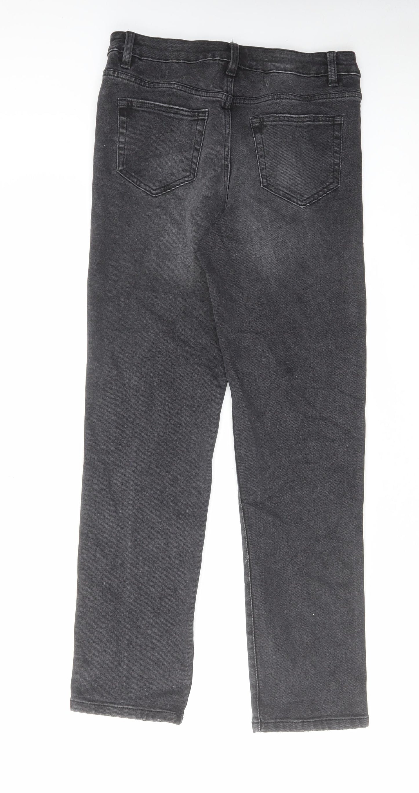George Womens Black Cotton Straight Jeans Size 12 L28 in Regular Zip